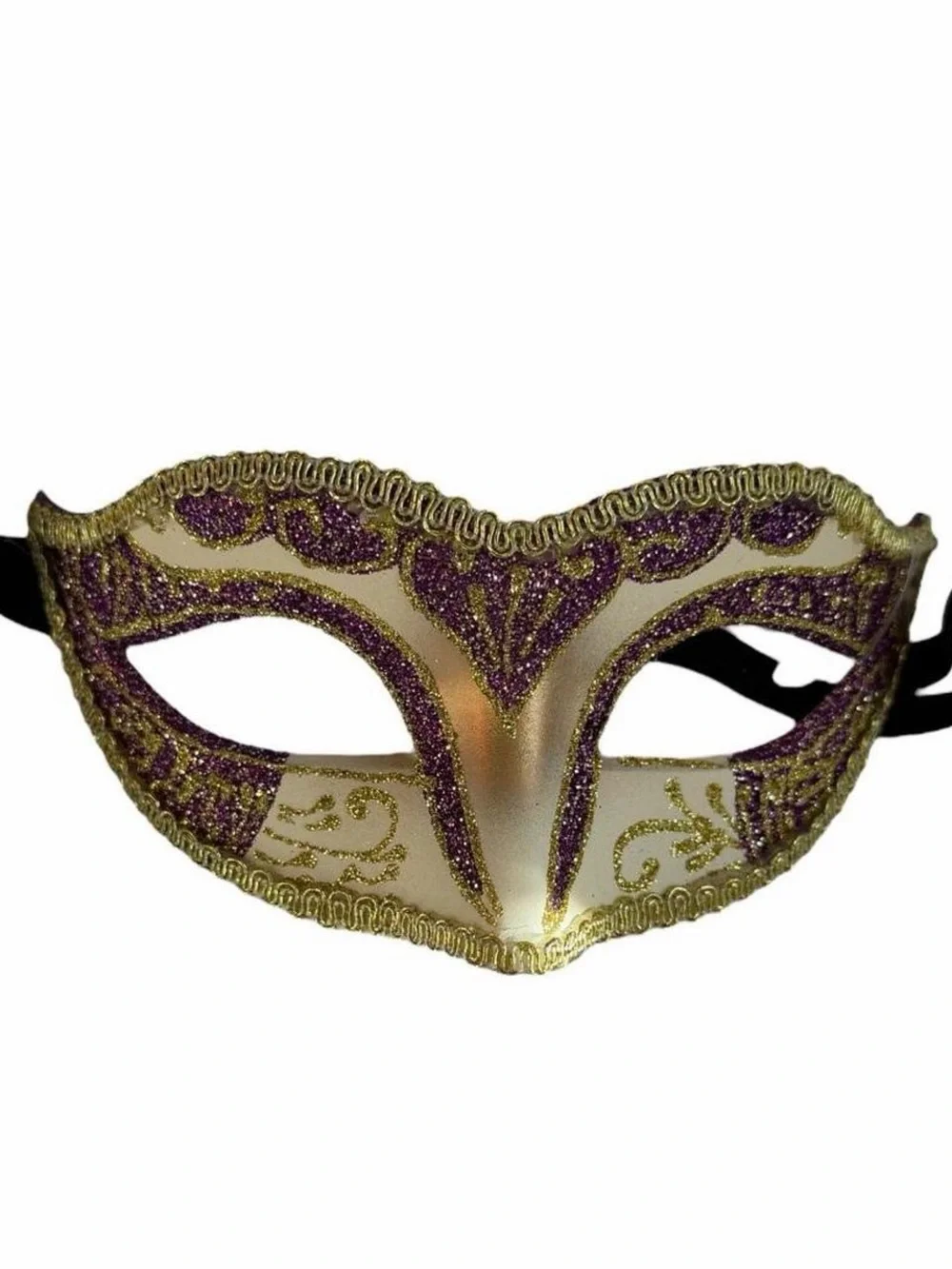 Purple & Gold Glitter Venetian Masquerade Mask Costume Accessory